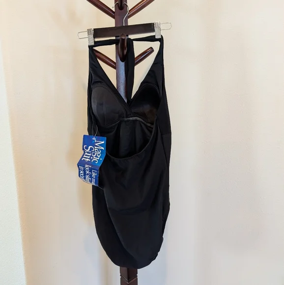 Magic Suit Black 1-Piece Halter Style Swimsuit, Size 12 - NEW - Picture 8 of 9
